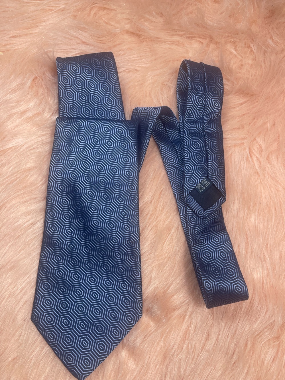 Burberry Navy and Light Blue Geometric Silk Tie